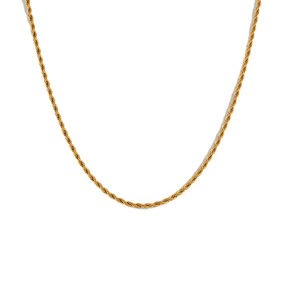 NUEVO - Eterna Espiral Dorada - Cadena Twist de Acero Inoxidable Bañada en Oro de 14k