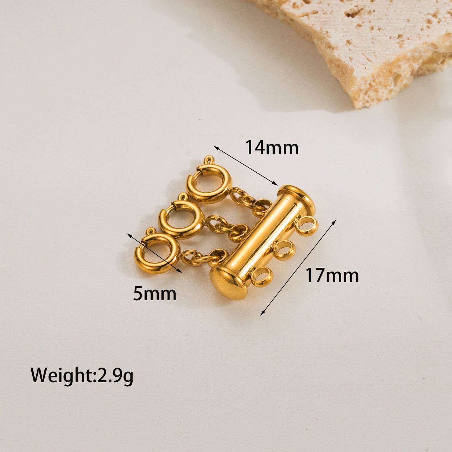 NUEVO - Geometric Gold Link - Cierre espaciador de collar en capas 2 y 3 hebras