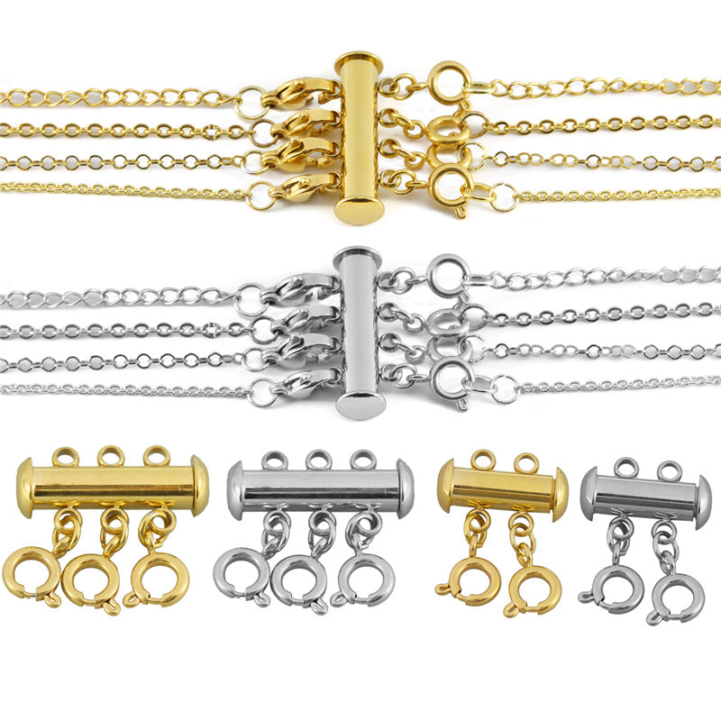 NUEVO - Geometric Gold Link - Cierre espaciador de collar en capas 2 y 3 hebras
