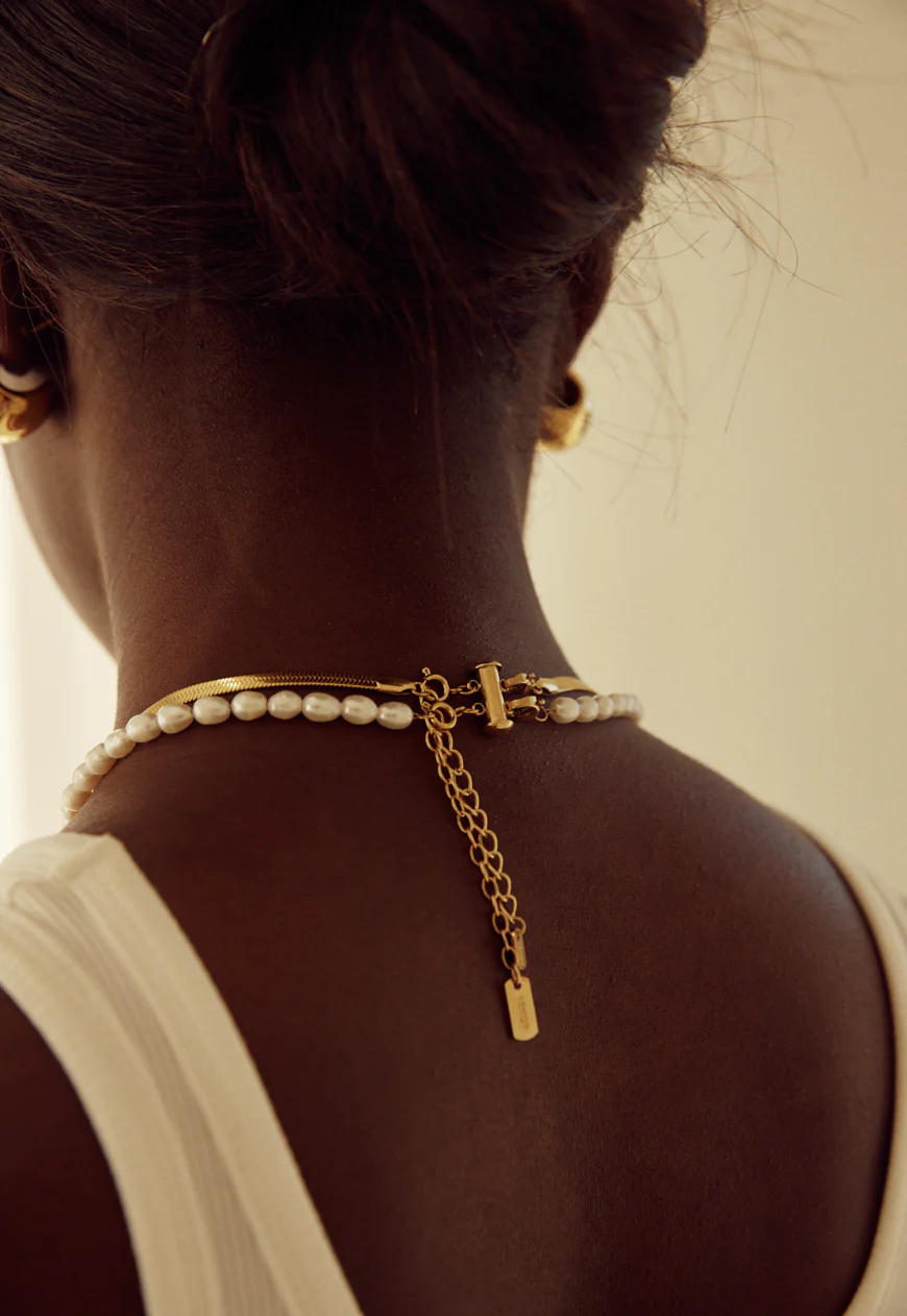 NUEVO - Geometric Gold Link - Cierre espaciador de collar en capas 2 y 3 hebras