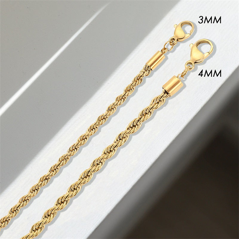 NUEVO - Eterna Espiral Dorada - Cadena Twist de Acero Inoxidable Bañada en Oro de 14k