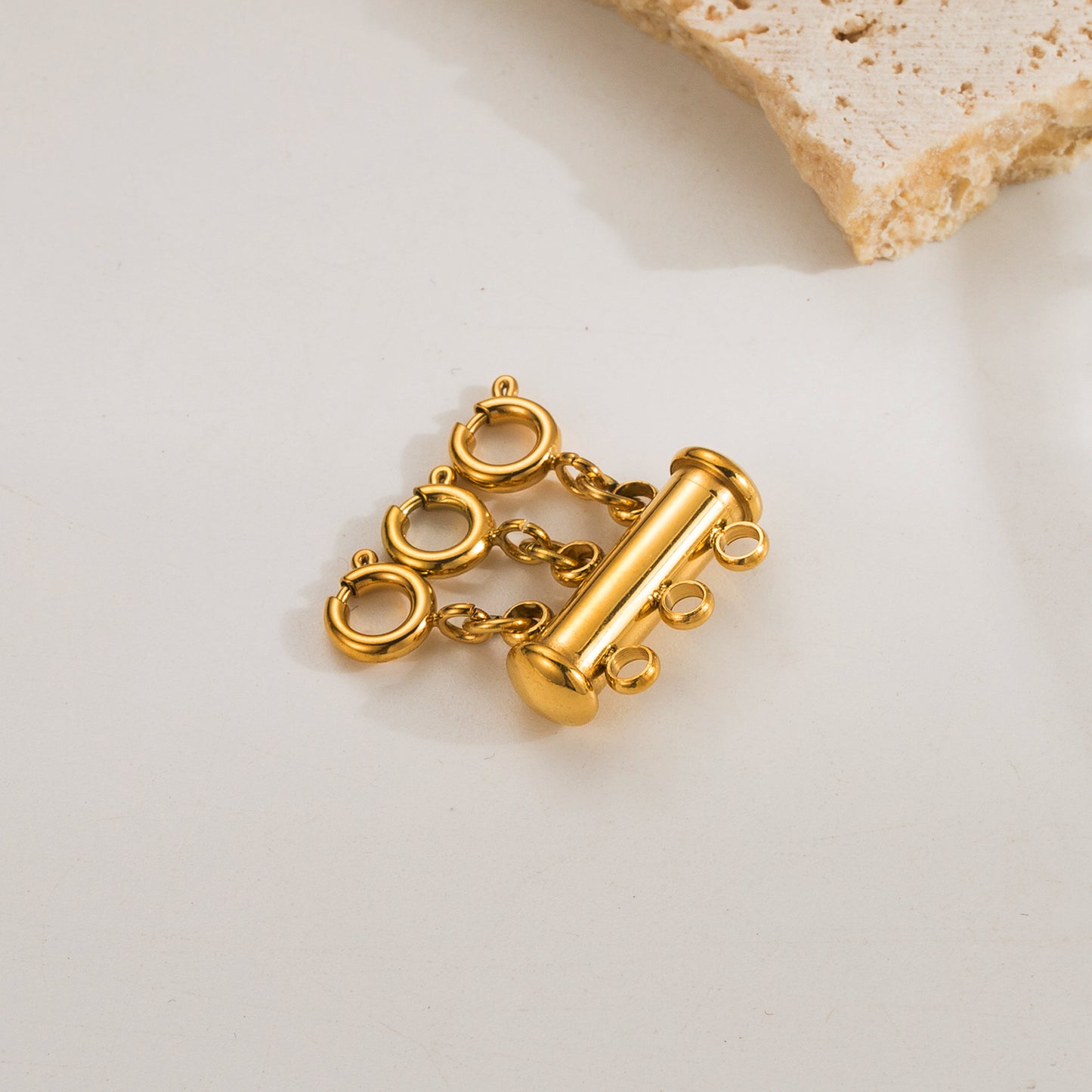 NUEVO - Geometric Gold Link - Cierre espaciador de collar en capas 2 y 3 hebras