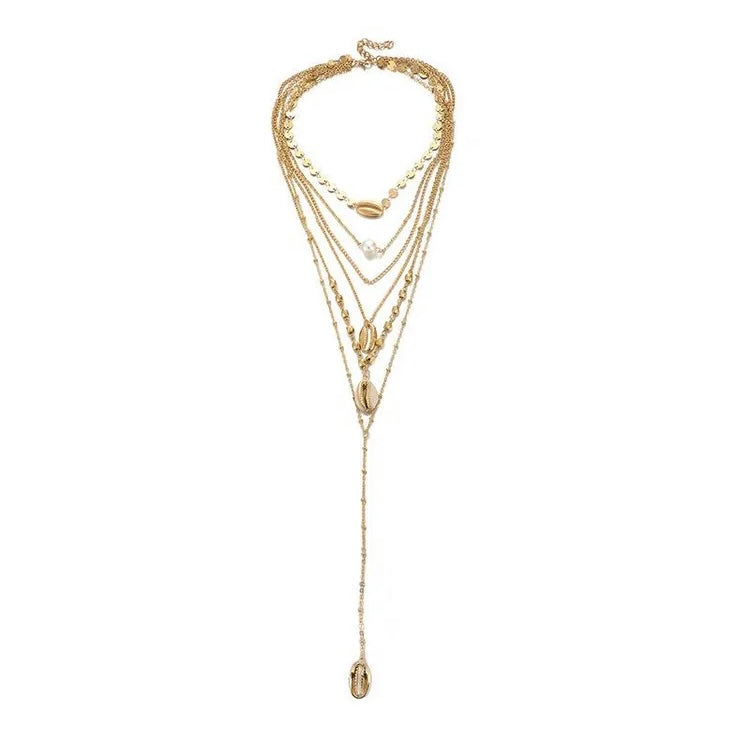 Bohemia Brillante: Collar de Múltiples Capas con Lentejuelas de Perlas