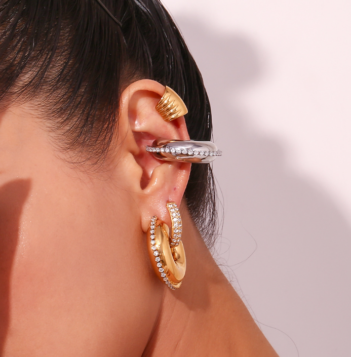 Candonga Chunky con Circón y Acero de Titanio Dorado o Plateado