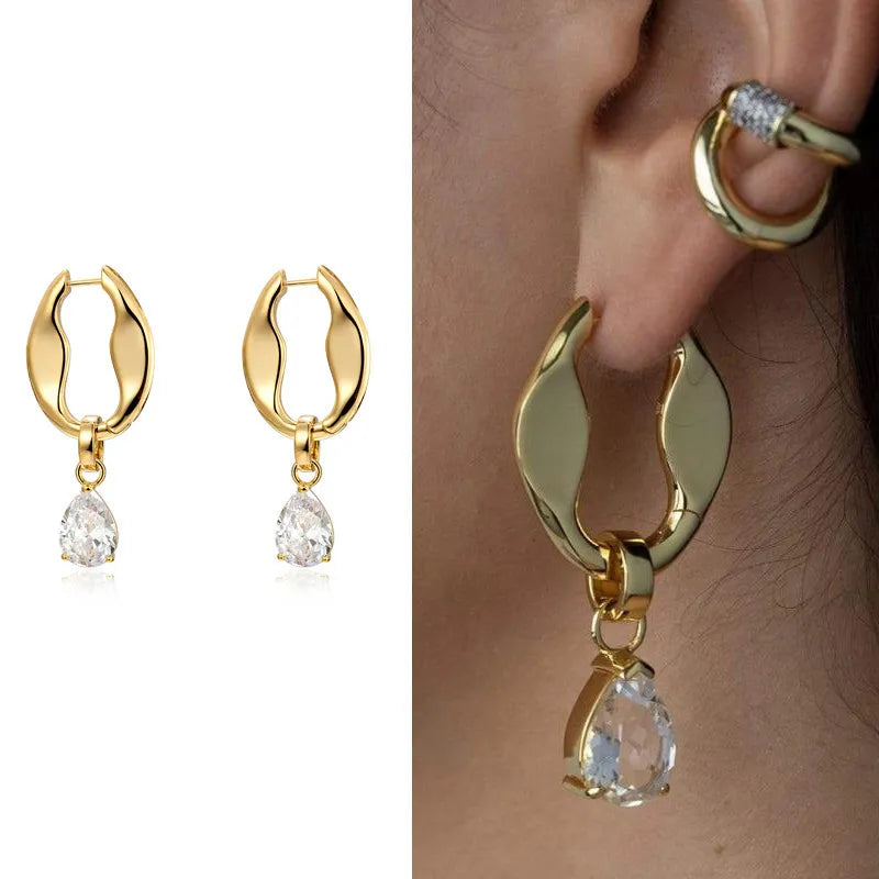 Aretes de Cobre con Zirconia Desprendible