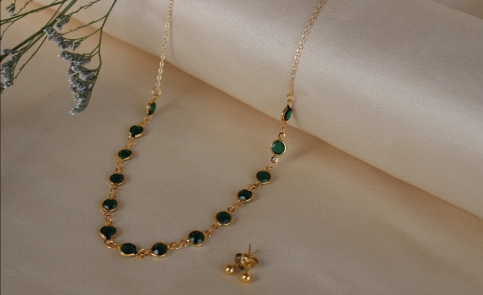 Cadena Choker Esmeralda Brillante 18,5 cm.