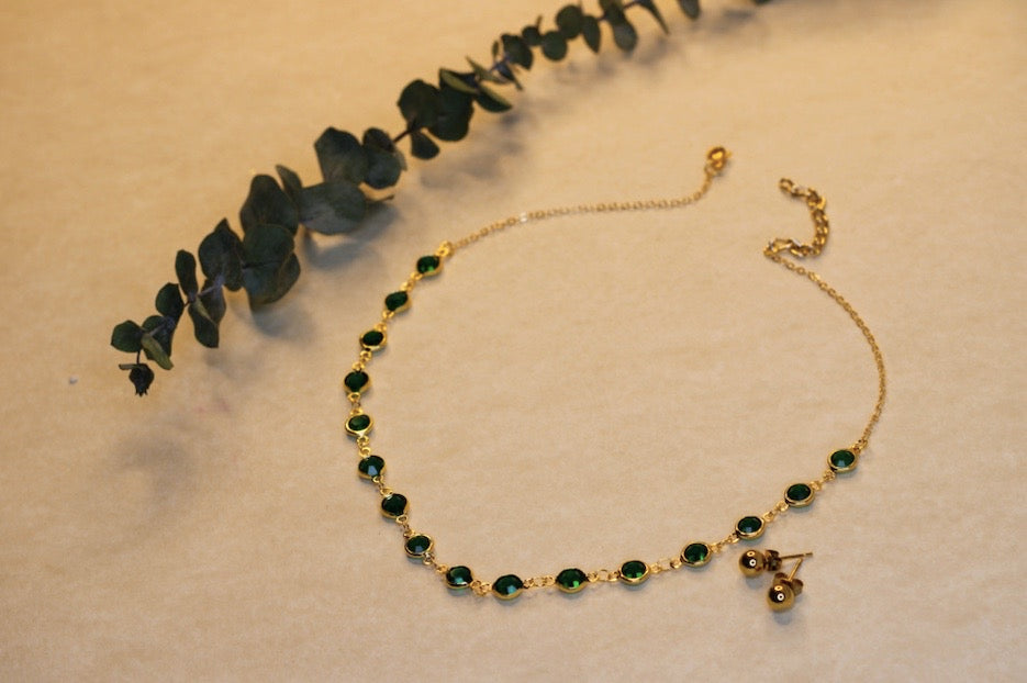 Cadena Choker Esmeralda Brillante 18,5 cm.