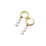 Pendientes de Gota de Perla de Acero Inoxidable