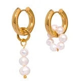 Pendientes de Gota de Perla de Acero Inoxidable