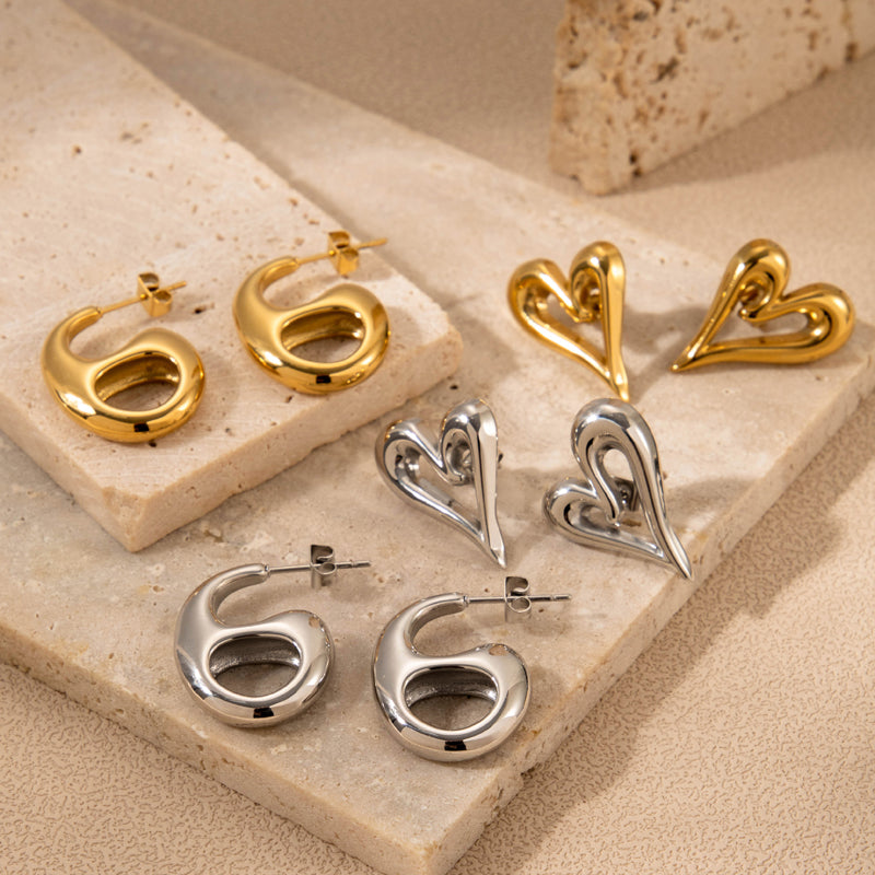 Chic French Fusion: Pendientes de Acero Inoxidable Chapados en Oro de 18k