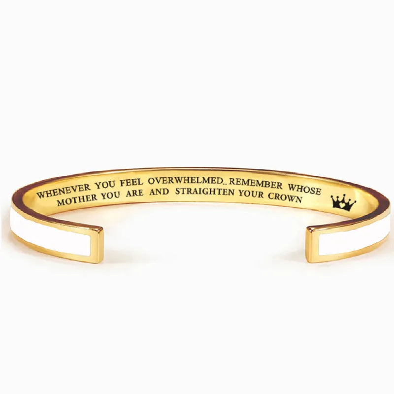 NUEVO - Brazalete de Acero Inoxidable Ajustable Corona - Con Mensaje Inspiracional