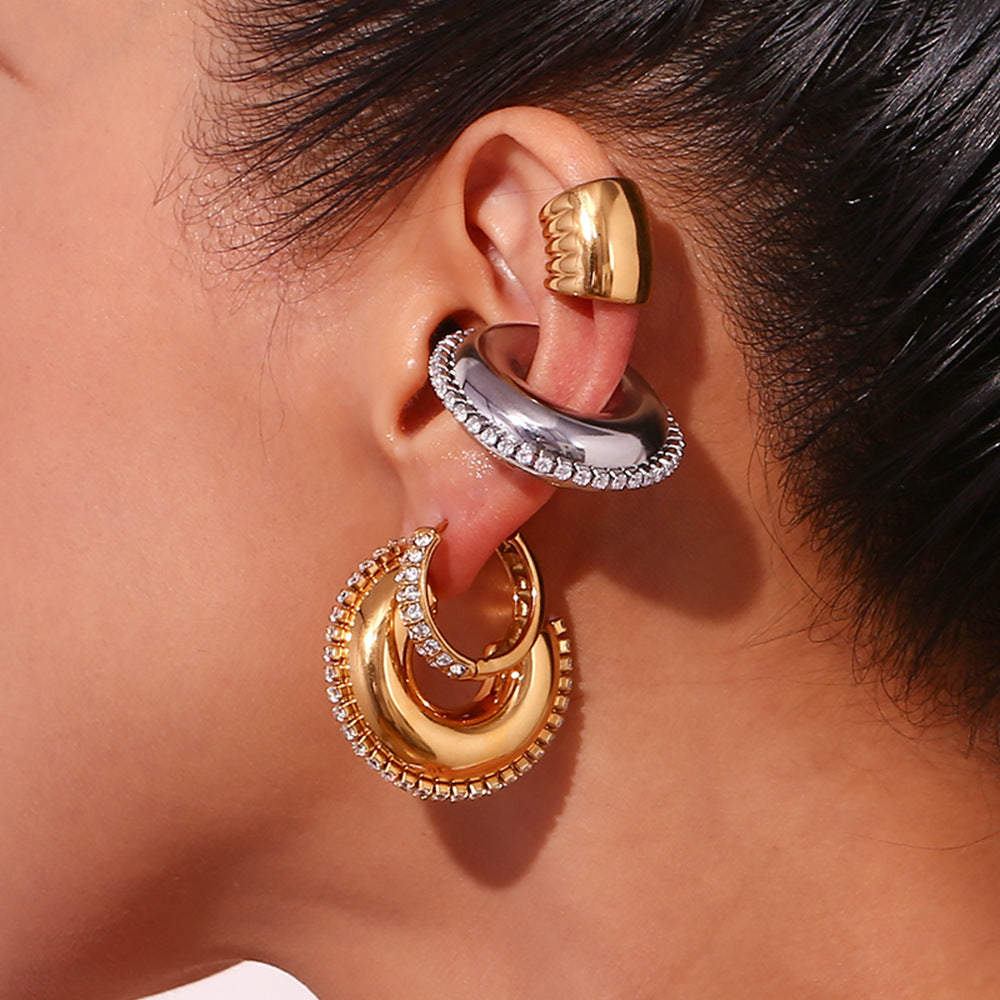Candonga Chunky con Circón y Acero de Titanio Dorado o Plateado