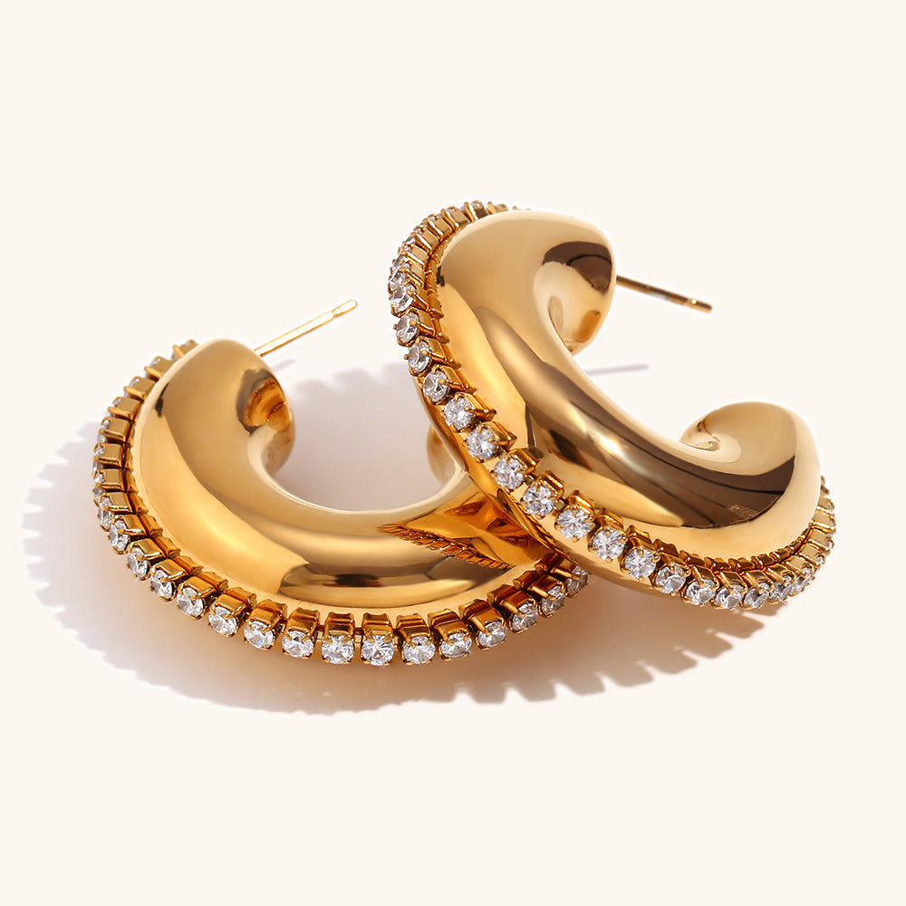 Candonga Chunky con Circón y Acero de Titanio Dorado o Plateado