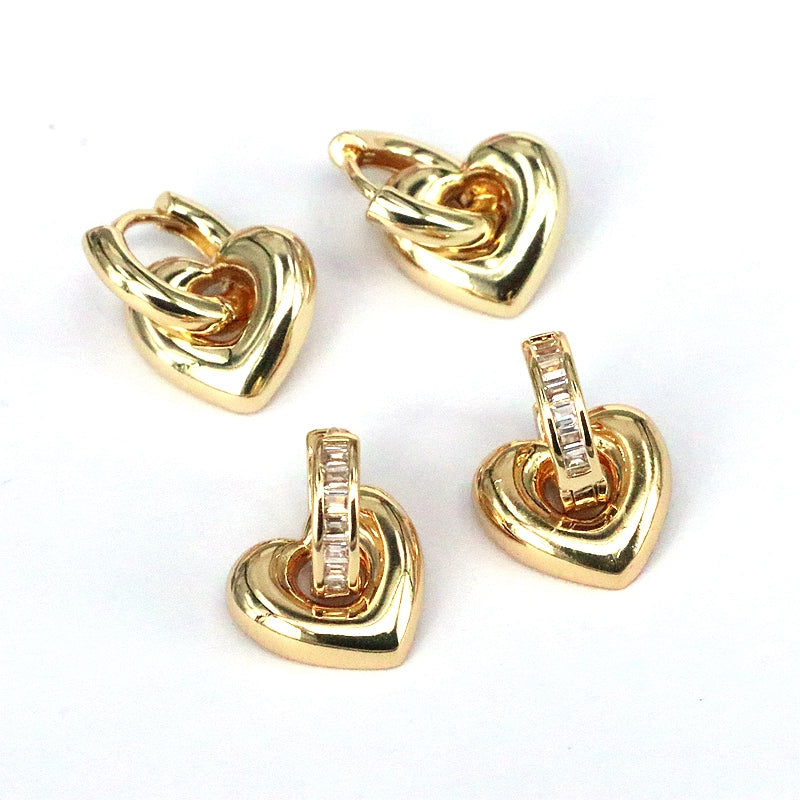 NUEVO - Versátiles Candongas de Corazón 2 en 1 Chapado en Oro 18K en Dorado o Plateado