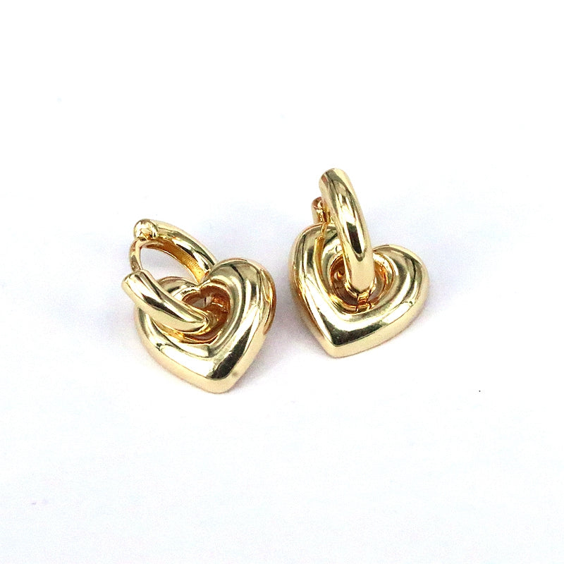 NUEVO - Versátiles Candongas de Corazón 2 en 1 Chapado en Oro 18K en Dorado o Plateado