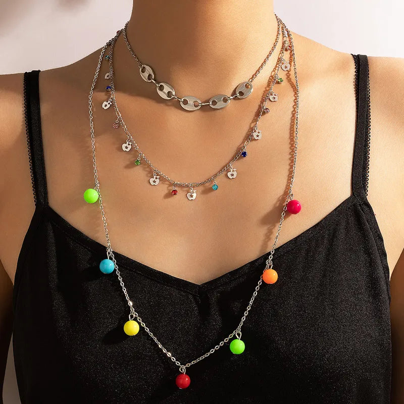 Collar Geométrico en Capas Plateado