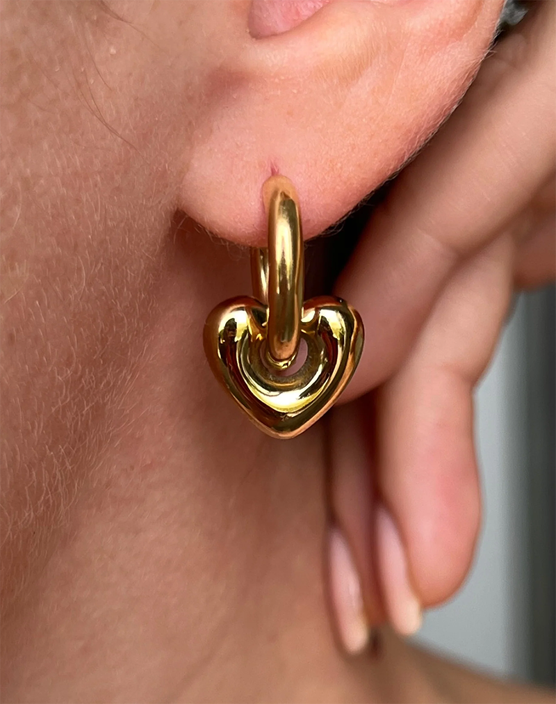 NUEVO - Versátiles Candongas de Corazón 2 en 1 Chapado en Oro 18K en Dorado o Plateado