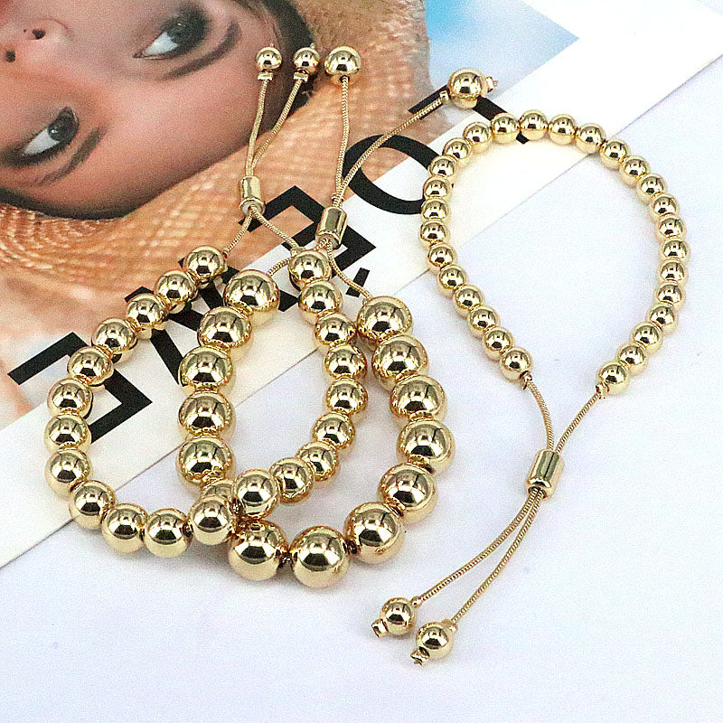 Pulseras de Cuentas Doradas / Plateadas en Rodio Ajustable
