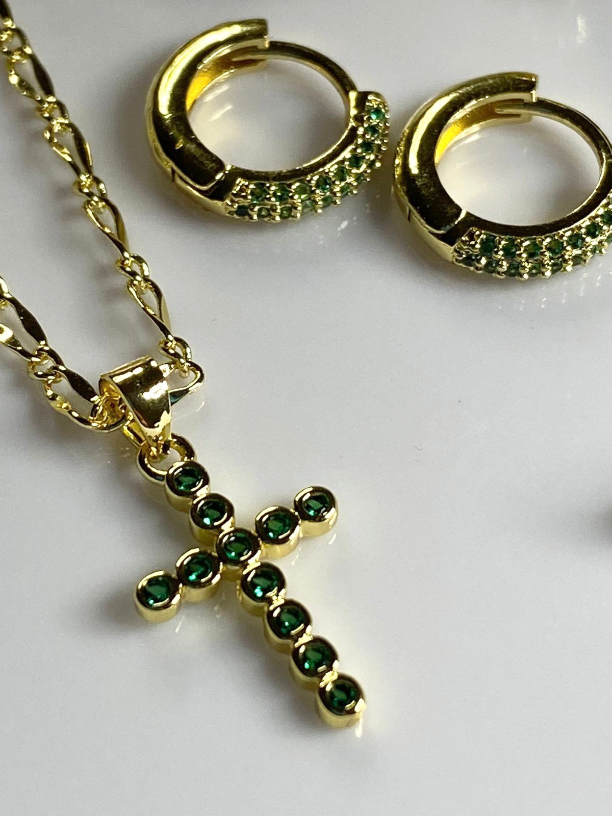 Cadena Cruz Circón Verde