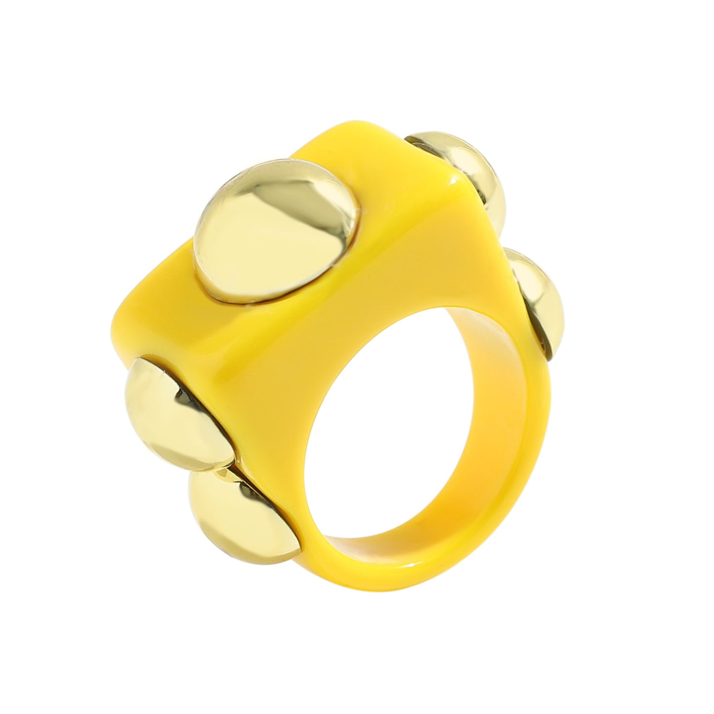 Anillo de resina en colores con apliques metálicos