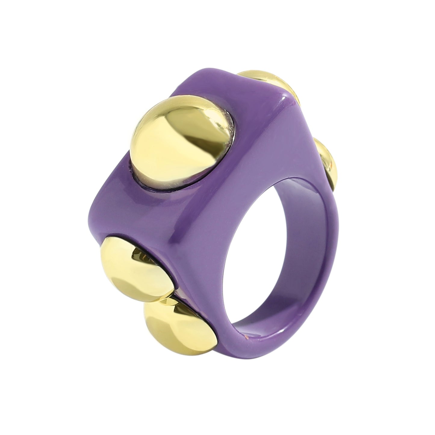 Anillo de resina en colores con apliques metálicos