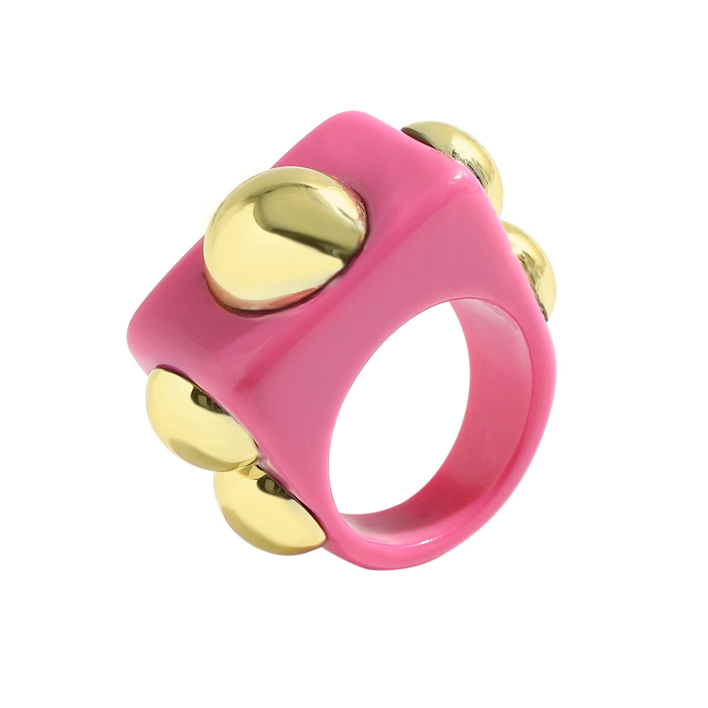 Anillo de resina en colores con apliques metálicos