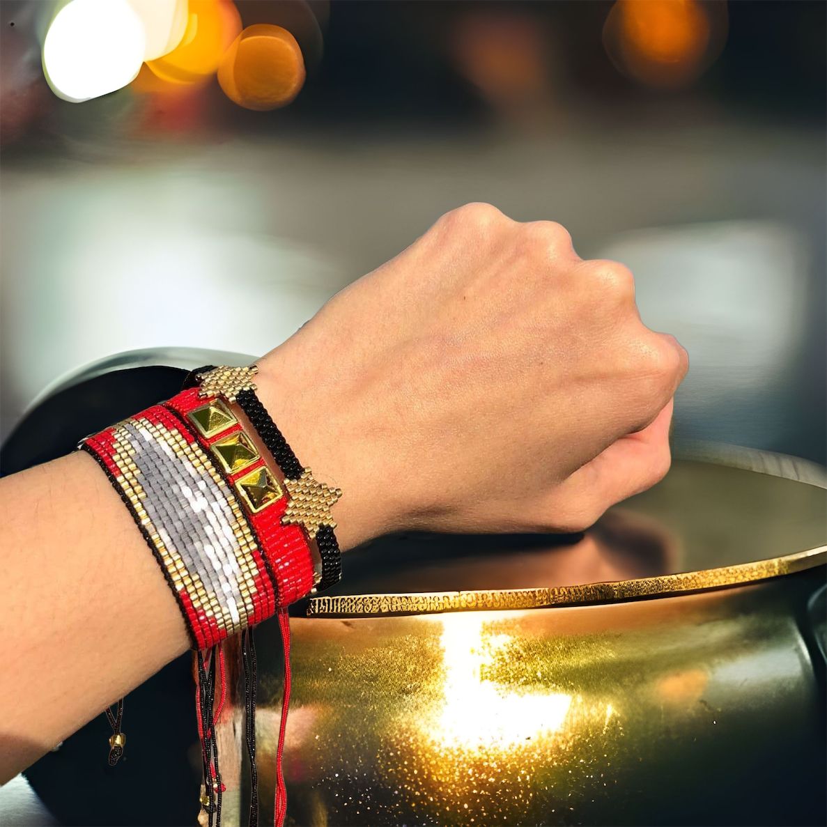 SET Brazalete Geométrico hecho a mano