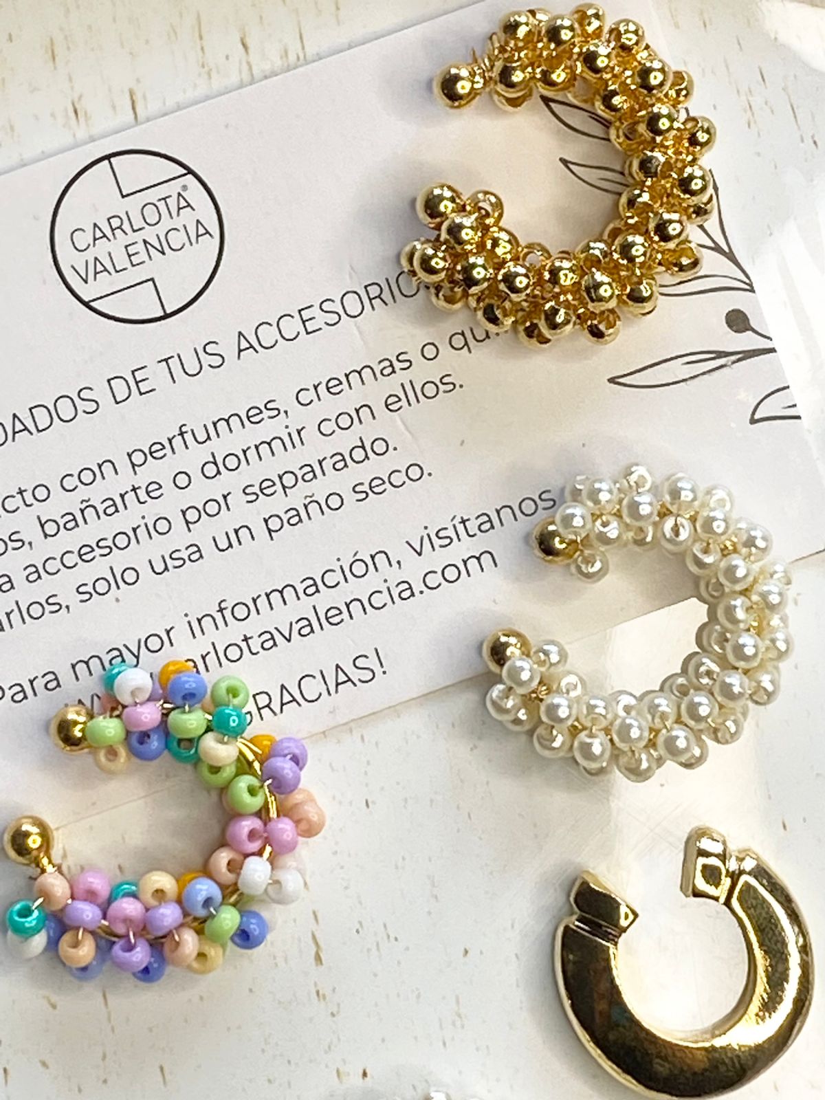 Ear Cuf Perla Tejido Triple