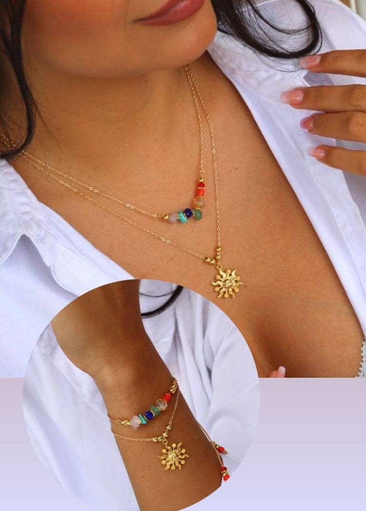 SET Cadena y Pulsera 7 Chakras