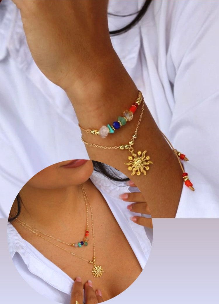 SET Cadena y Pulsera 7 Chakras