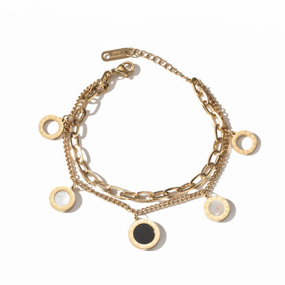 NUEVO - Dual Chic: Pulsera de Doble Capa en Negro y Blanco