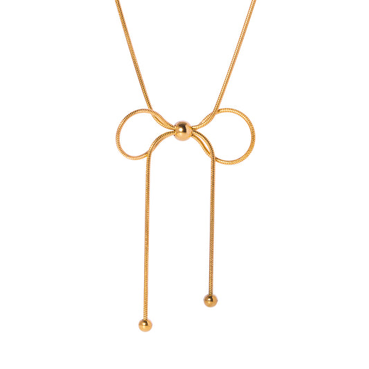 NUEVO - Cadena Dulce Encanto en Acero Inoxidable Estilo Bow Bañado en Oro