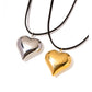 NUEVO - Collar Cuero Corazón Metalizado Dorado / Plateado