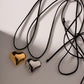 NUEVO - Collar Cuero Corazón Metalizado Dorado / Plateado