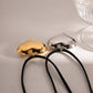 NUEVO - Collar Cuero Corazón Metalizado Dorado / Plateado