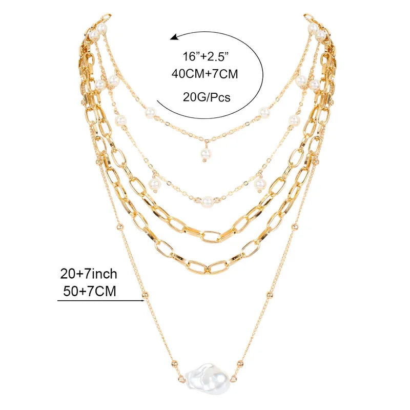Collar Elegancia en Capas en Perlas Artificiales