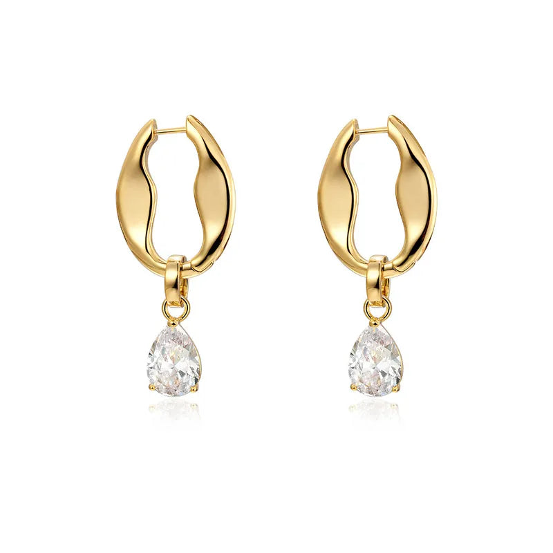 Aretes de Cobre con Zirconia Desprendible