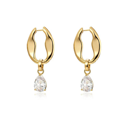 Aretes de Cobre con Zirconia Desprendible