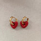 NUEVO - Versátiles Candongas de Corazón 2 en 1 Chapado en Oro 18K con corazón Rojo