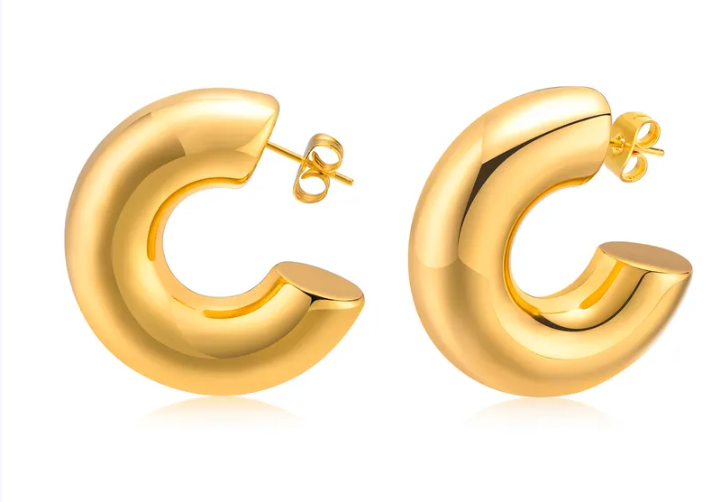 NUEVO - Candongas Chunky de Acero de Titanio, Estilo Elegante y Sofisticada