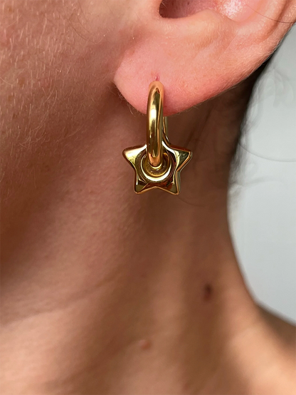 NUEVO - Versátiles Candongas 2 en 1  Chapado en Oro 18K en Dorado o Plateado