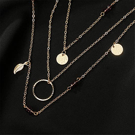 Collar Capas Hojas Medallón Aro