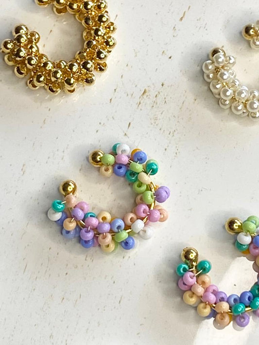 Ear Cuf Perla Tejido Triple